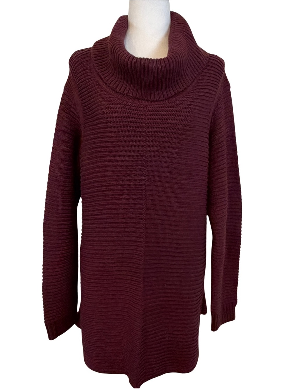 Calvin Klein Ribbed Cowl Neck Tunic Sweater - Wine Women’s size 1X